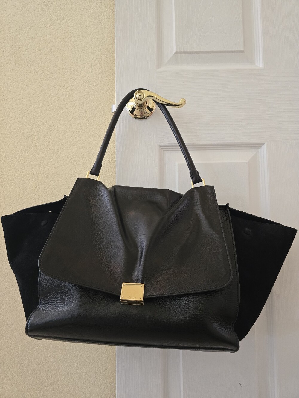 CELINE Leather & Suede Large Trapeze Handbag ❤️ ❤ ❤️